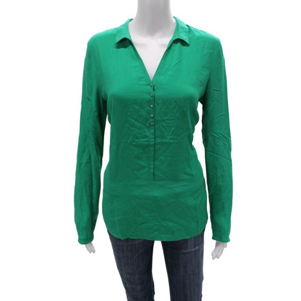 Gerry Weber Women Green Collared Button Up Blouse Long Sleeve Viscose Size 36